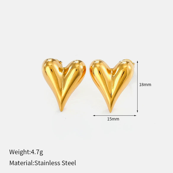 Wholesale Electroplated Heartshaped Stainless Steel Stud Earrings For Women