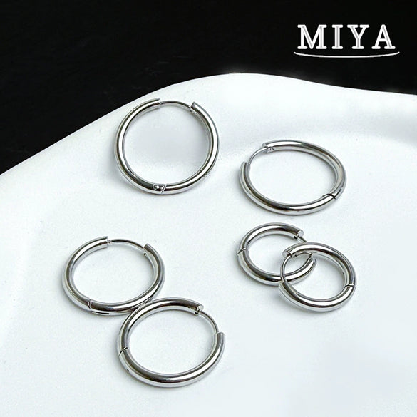 Wholesale Electroplated Hoop Earring Set For Unisex In Minimalist Geometric Stainless Steel Style With Vacuum Plating In The Furnace