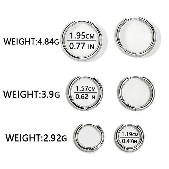 Wholesale Electroplated Hoop Earring Set For Unisex In Minimalist Geometric Stainless Steel Style With Vacuum Plating In The Furnace