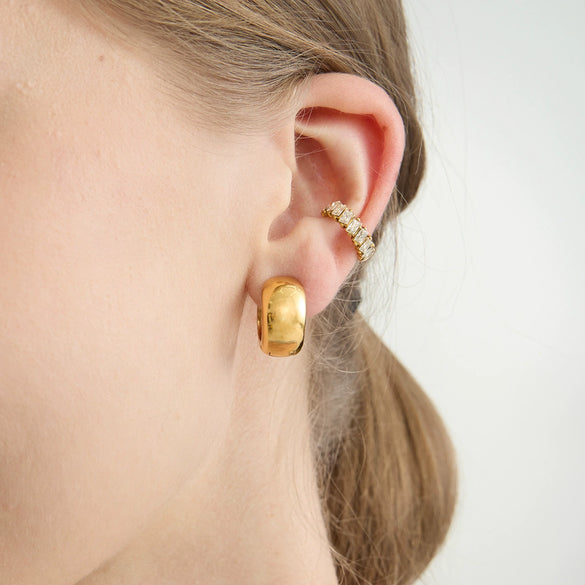 Wholesale Electroplated 18K Gold Geometric Stainless Steel Ear Clips For Women