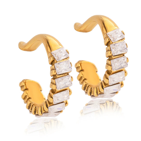 Wholesale Electroplated 18K Gold Geometric Stainless Steel Ear Clips For Women
