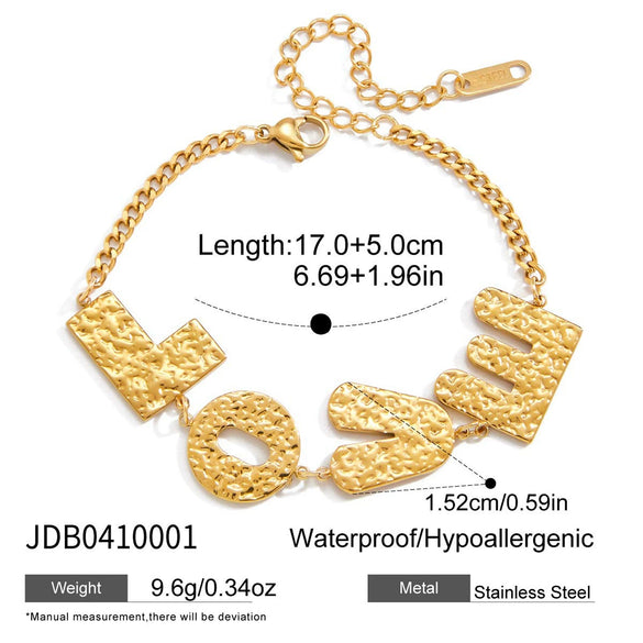 Wholesale Electroplated 18K Gold Geometric Stainless Steel Love Bracelet Jewelry For Women