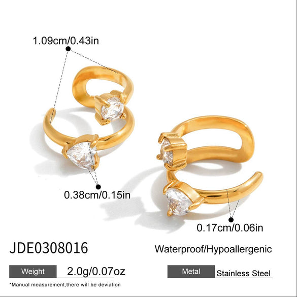 Wholesale Electroplated 18K Gold Simple Diamondencrusted Geometric Stainless Steel Earrings For Women