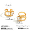 Wholesale Electroplated 18K Gold Simple Diamondencrusted Geometric Stainless Steel Earrings For Women