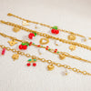 Wholesale Electroplated 18K Real Gold Stainless Steel Fruit Shape Pendant Bracelet For Women