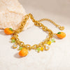 Wholesale Electroplated 18K Real Gold Stainless Steel Fruit Shape Pendant Bracelet For Women