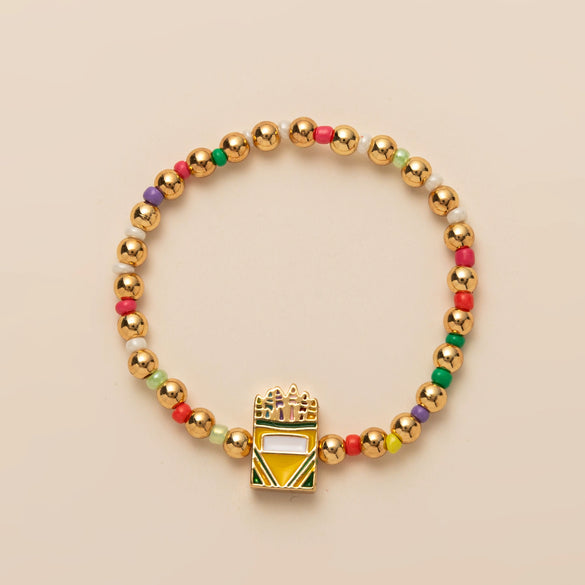 Wholesale Electroplated Metal Children's Ins Style Letter Number Text Beaded Bracelet