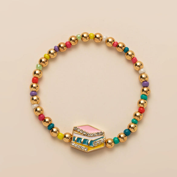 Wholesale Electroplated Metal Children's Ins Style Letter Number Text Beaded Bracelet