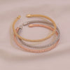 Wholesale Electroplated Metal Cshaped Rhinestone Mesh Open Elastic Bracelets For Women