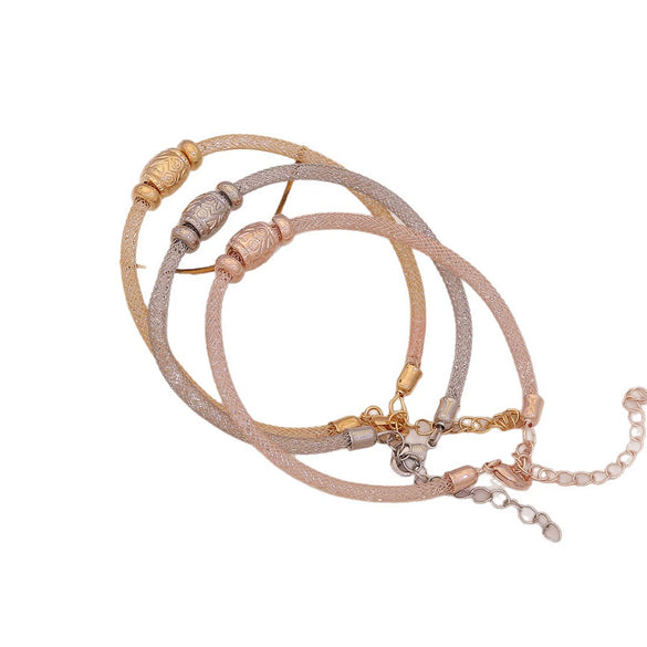 Wholesale Electroplated Metal Cshaped Rhinestone Mesh Open Elastic Bracelets For Women