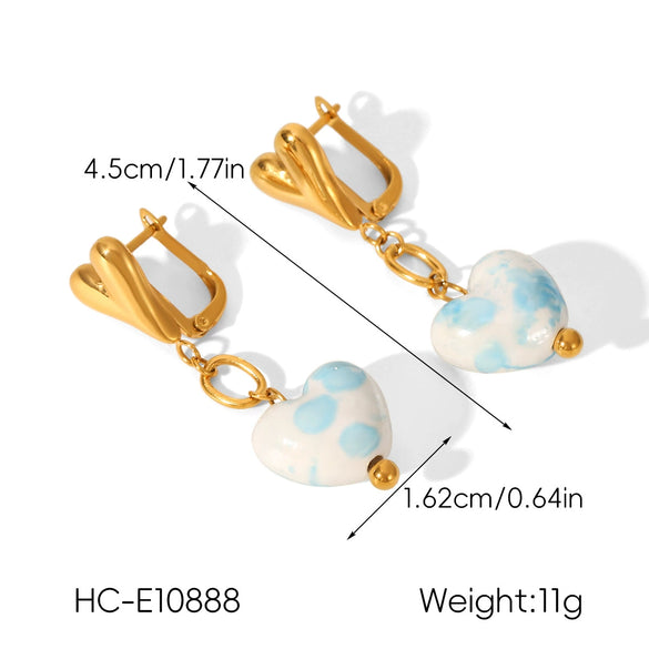 Wholesale Electroplated Stainless Steel And Ceramic Jewelry For Women With Heartshaped And Geometric Patterns Including Pendant Necklaces Bracelets And Earrings