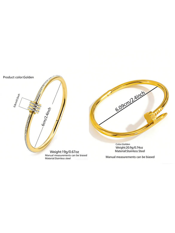 Wholesale Electroplated Stainless Steel And Titanium Steel Fourleaf Clover Nail Bracelet Jewelry With Geometric Temperament Style