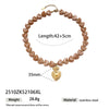 Wholesale Electroplated Stainless Steel And Titanium Steel Heart Beaded Sweater Chain Necklace For Women In Minimalist Ocean Series Style