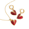 Wholesale Electroplated Stainless Steel And Titanium Steel Heartshaped Earrings And Necklace Jewelry Set For Women