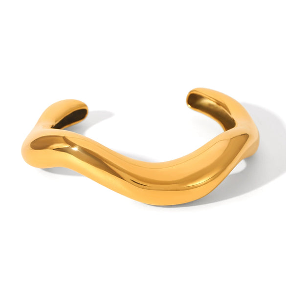 Wholesale Electroplated Stainless Steel Asymmetrical Open Bracelet Hand Jewelry