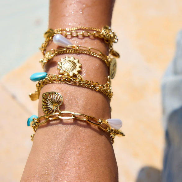 Wholesale Electroplated Stainless Steel Bracelet With Heart And Flower Shapes For Women