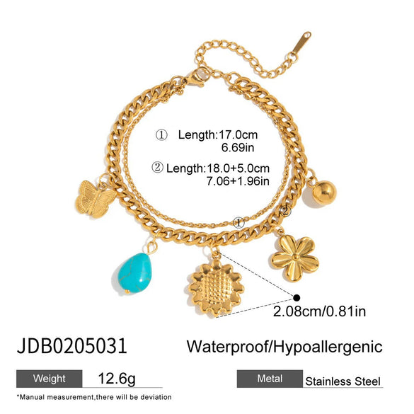 Wholesale Electroplated Stainless Steel Bracelet With Heart And Flower Shapes For Women