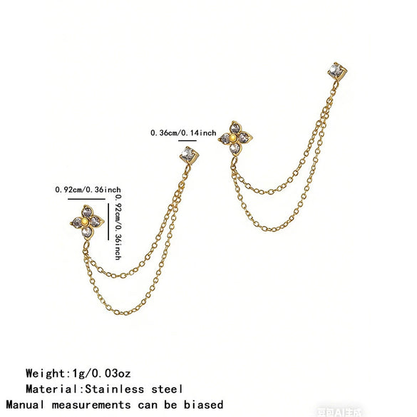 Wholesale Electroplated Stainless Steel Flower Tassel Earrings For Women