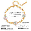 Wholesale Electroplated Stainless Steel Geometric And Floral Pattern Bracelet For Women