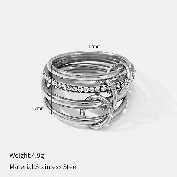 Wholesale Electroplated Stainless Steel Geometric Cross Women's Rings