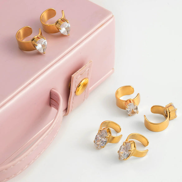 Wholesale Electroplated Stainless Steel Geometric Drop Shape Ear Clips For Women Luxury Jewelry Minimalist Elegant Design