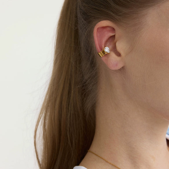 Wholesale Electroplated Stainless Steel Geometric Drop Shape Ear Clips For Women Luxury Jewelry Minimalist Elegant Design