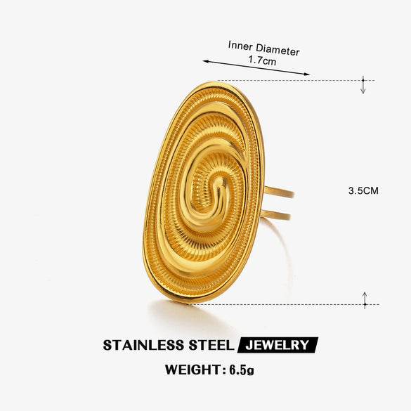 Wholesale Electroplated Stainless Steel Geometric Oval Open Ring For Women