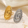 Wholesale Electroplated Stainless Steel Geometric Oval Open Ring For Women