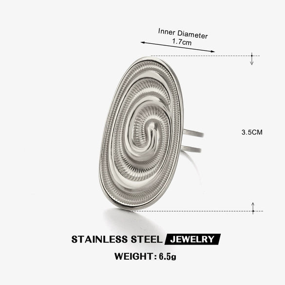 Wholesale Electroplated Stainless Steel Geometric Oval Open Ring For Women