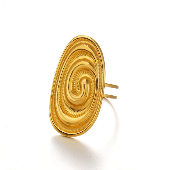 Wholesale Electroplated Stainless Steel Geometric Oval Open Ring For Women
