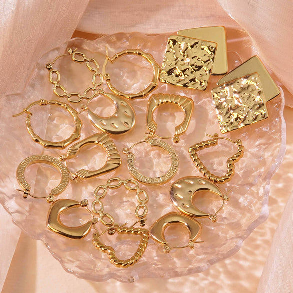 Wholesale Electroplated Stainless Steel Geometric Square Heart U Shape Love Earrings For Women