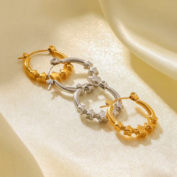 Wholesale Electroplated Stainless Steel Geometric Star Earrings For Women