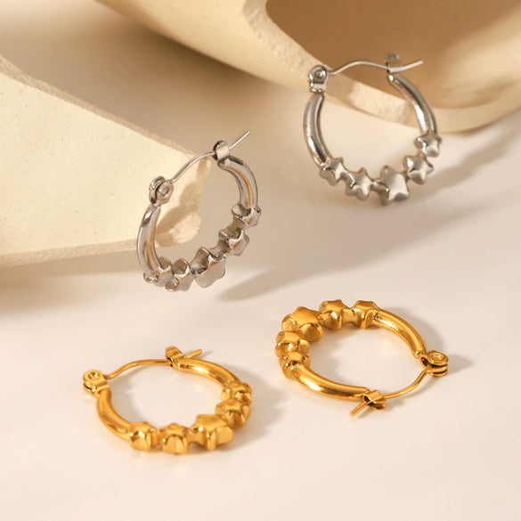 Wholesale Electroplated Stainless Steel Geometric Star Earrings For Women
