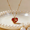 Wholesale Electroplated Stainless Steel Heart And Flower Pendant Necklace For Women In Fairy Style