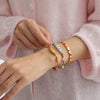 Wholesale Electroplated Stainless Steel Heart Open Bracelet Light Luxury Jewelry For Women