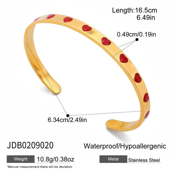 Wholesale Electroplated Stainless Steel Heart Open Bracelet Light Luxury Jewelry For Women