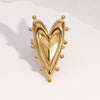 Wholesale Electroplated Stainless Steel Heart Shape Open Ring Women's Hand Jewelry