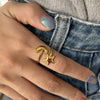 Wholesale Electroplated Stainless Steel Star Pattern Adjustable Open Ring For Women