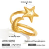 Wholesale Electroplated Stainless Steel Star Pattern Adjustable Open Ring For Women
