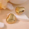 Wholesale Electroplated Stainless Steel Women's Earrings With Heart Shape And Geometric Pattern Glossy Plaid Love Thread Polish Finish