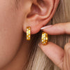 Wholesale Electroplated Titanium Steel And Zircon Geometric Ferris Wheel Inlaid Earrings For Unisex With Ins Style