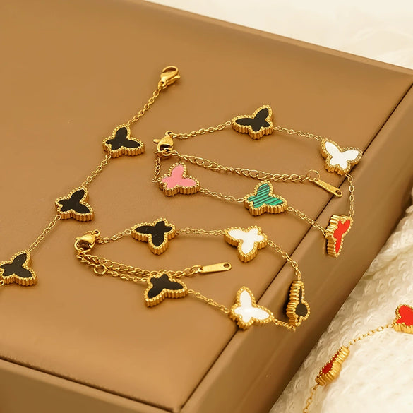Wholesale Electroplated Titanium Steel Animal Zodiac Bow Butterfly Bracelet For Women And Unisex In Ins Style