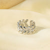 Wholesale Electroplated Titanium Steel Geometric Heart Flower Wave Shape Opening Adjustable Hollow Ring For Women