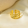 Wholesale Electroplated Titanium Steel Geometric Heart Flower Wave Shape Opening Adjustable Hollow Ring For Women