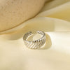Wholesale Electroplated Titanium Steel Geometric Heart Flower Wave Shape Opening Adjustable Hollow Ring For Women