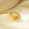 Wholesale Electroplated Titanium Steel Geometric Heart Flower Wave Shape Opening Adjustable Hollow Ring For Women