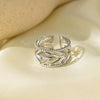 Wholesale Electroplated Titanium Steel Geometric Heart Flower Wave Shape Opening Adjustable Hollow Ring For Women