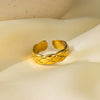 Wholesale Electroplated Titanium Steel Geometric Heart Flower Wave Shape Opening Adjustable Hollow Ring For Women
