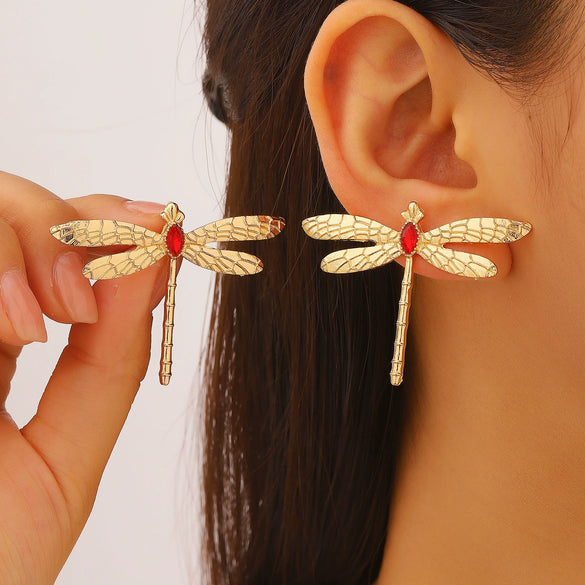 Wholesale Electroplated Zinc Alloy Dragonfly Earrings For Women