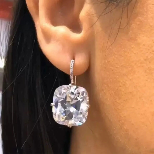 Wholesale Elegant And Versatile Square Zircon Earrings For Women Copper Geometric